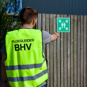 Ploegleider BHV bij een verzamelplaats