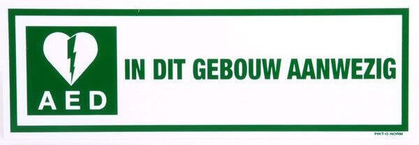 Sticker AED in dit gebouw aanwezig