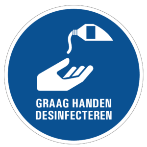 Graag handen desinfecteren