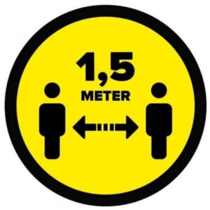 Houd 1,5 meter afstand geel
