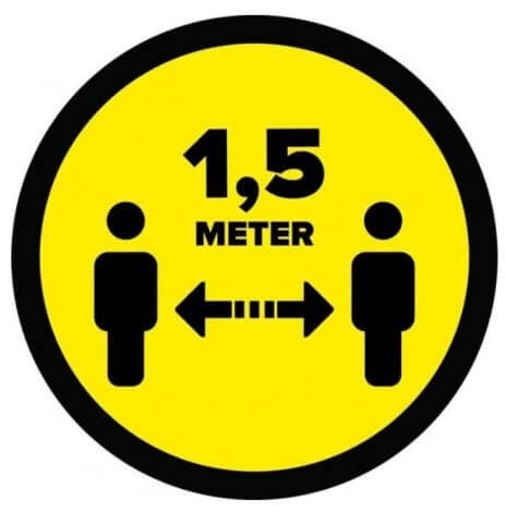 Houd 1,5 meter afstand geel