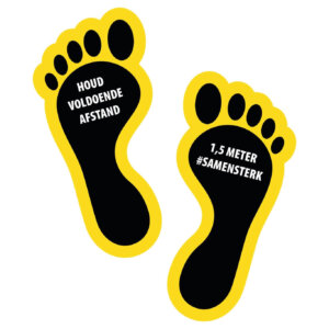 Houd 1,5 meter afstand voeten