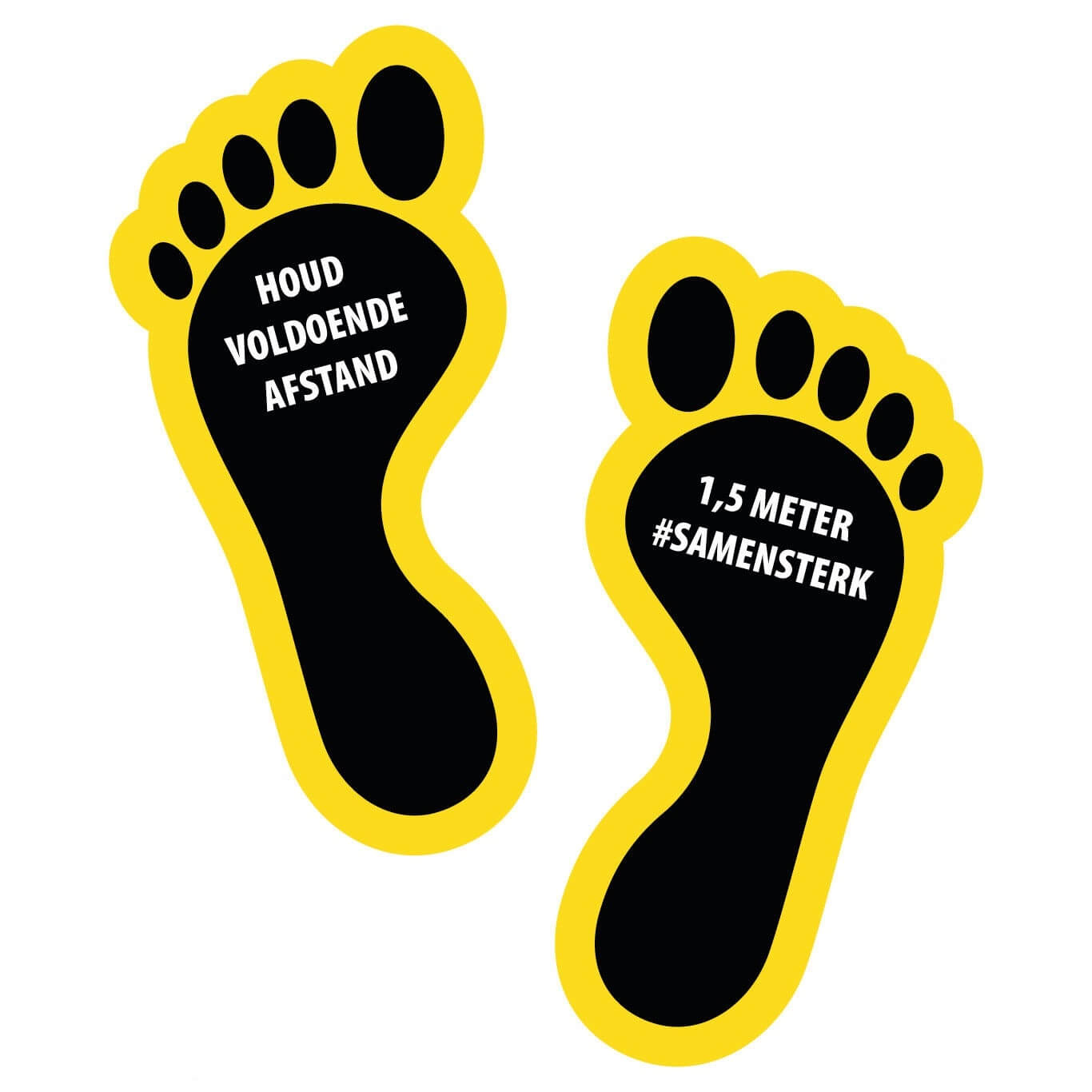 Houd 1,5 meter afstand voeten