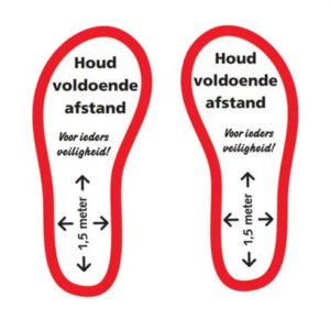 Houd voldoende afstand schoenen rood