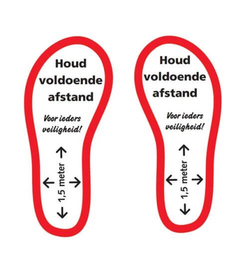 Houd voldoende afstand schoenen rood