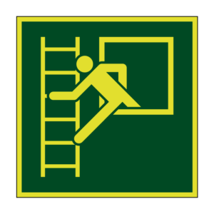 Noodvenster met vluchtladder lichtgevend