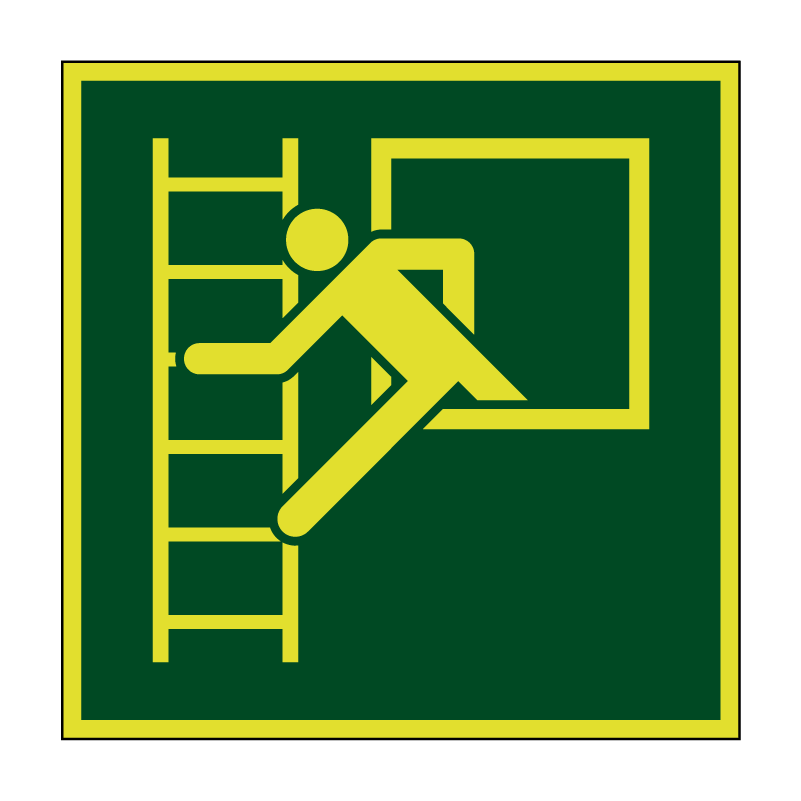 Noodvenster met vluchtladder lichtgevend