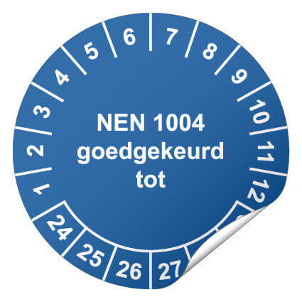 Keuringssticker NEN 1004 goedgekeurd tot