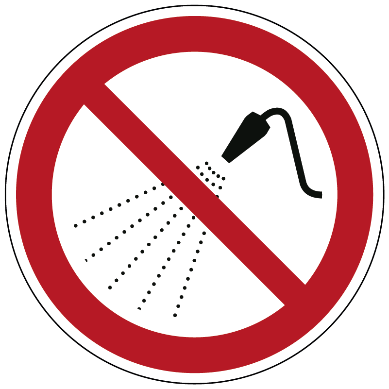 Niet besproeien met water