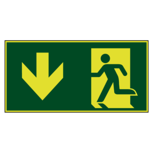 Nooduitgang naar beneden lichtgevend