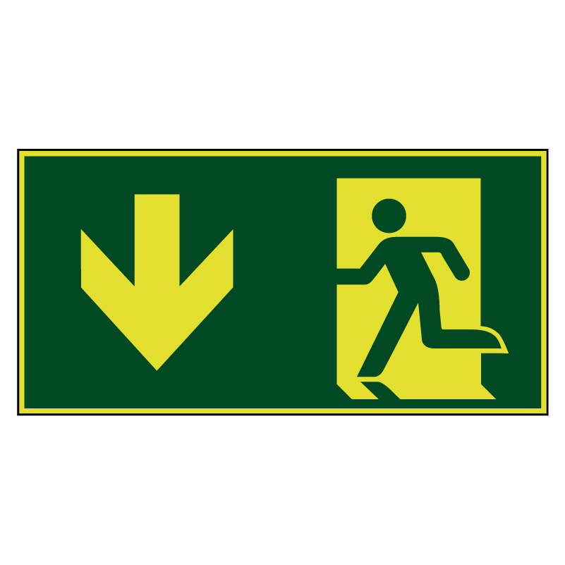 Nooduitgang naar beneden lichtgevend