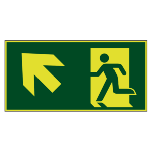 Nooduitgang naar links boven lichtgevend