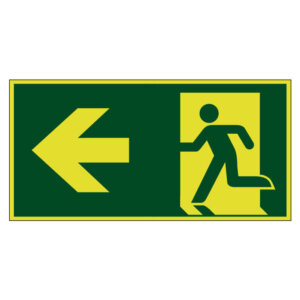 Nooduitgang naar links lichtgevend