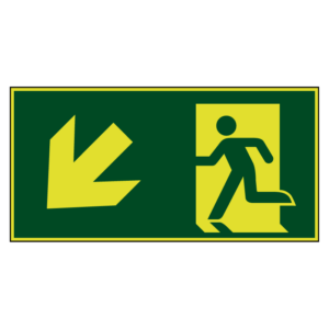 Nooduitgang naar links onder lichtgevend