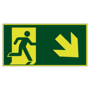 Nooduitgang naar rechts onder lichtgevend