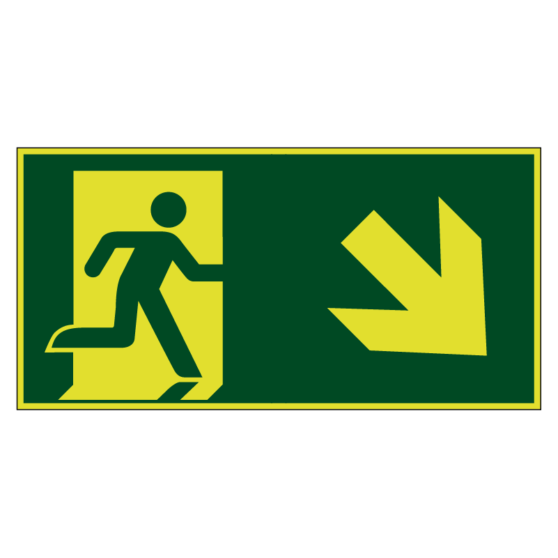 Nooduitgang naar rechts onder lichtgevend