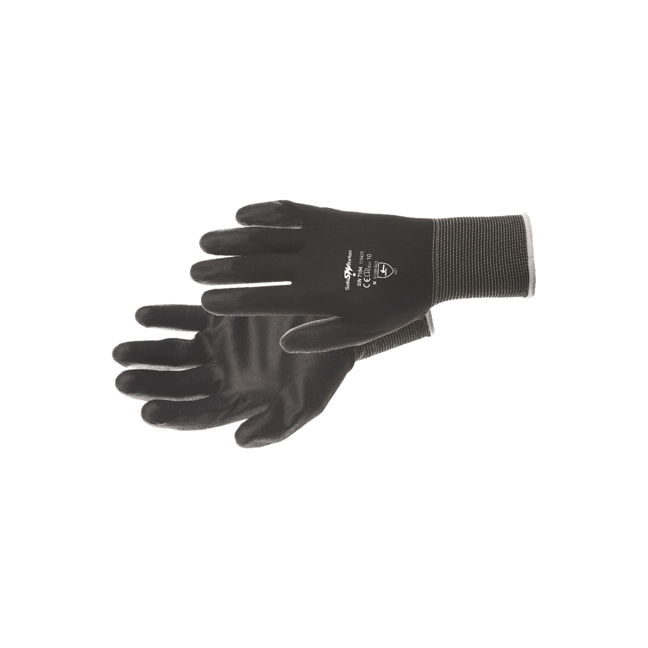 Safe Worker Nylonflex handschoenen zwart PU coating