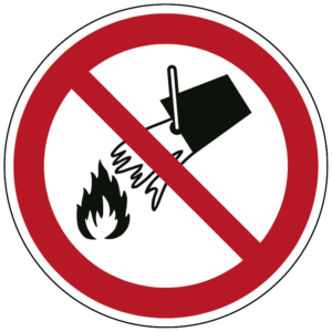 Verboden met water te blussen