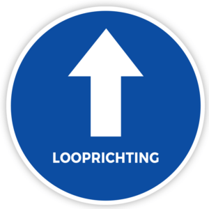 Vloersticker looprichting tekst