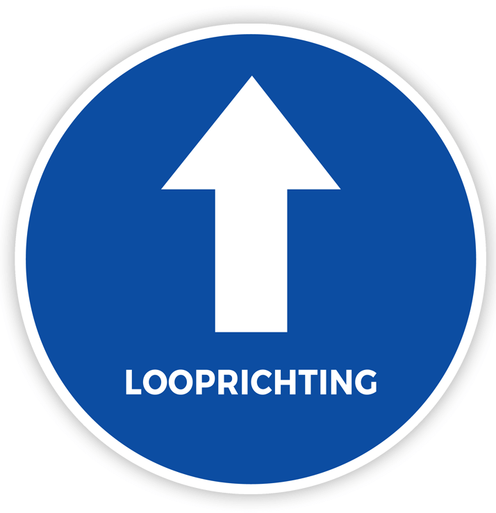 Vloersticker looprichting tekst