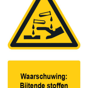 Waarschuwingsbord / sticker brandende stoffen met tekst