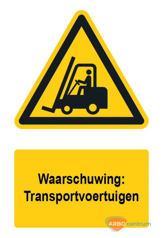 Waarschuwingsbord / sticker transportvoertuigen met tekst