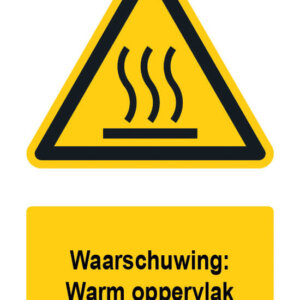 Waarschuwingsbord / sticker warm oppervlak met tekst