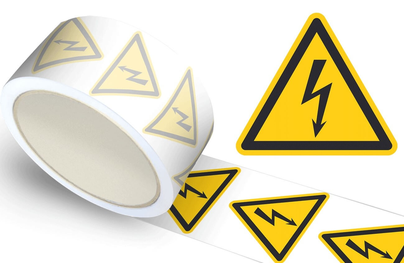 Waarschuwingssticker elektrische spanning, op rol