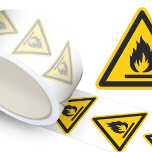 Waarschuwingssticker ontvlambare stoffen, op rol