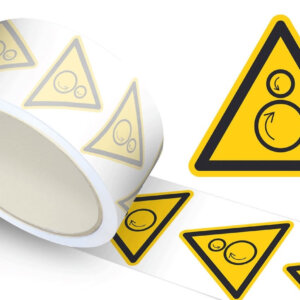 Waarschuwingssticker roterende onderdelen, op rol